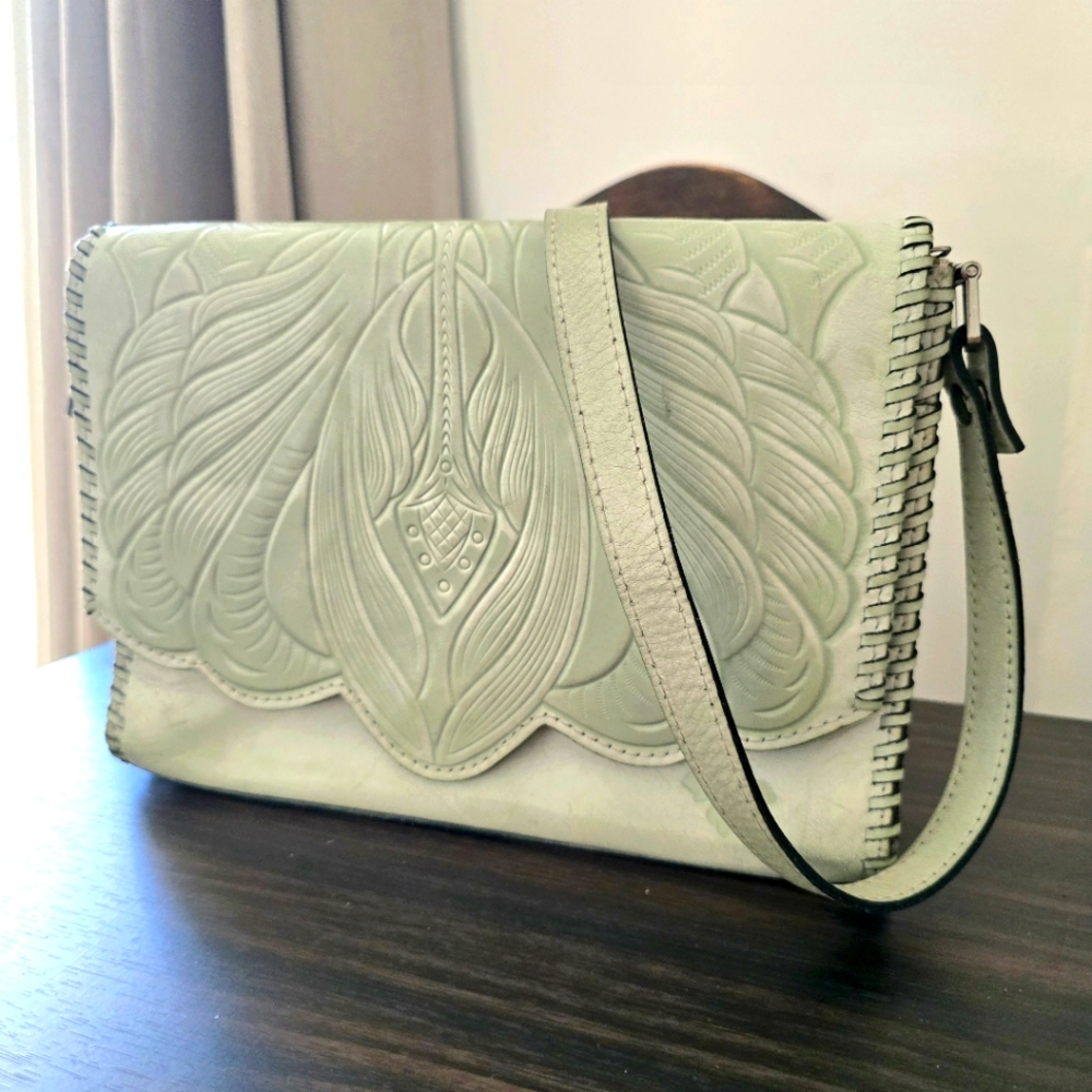 Patricia Nash Leather Light Mint Green Sarola Shoulder Bag